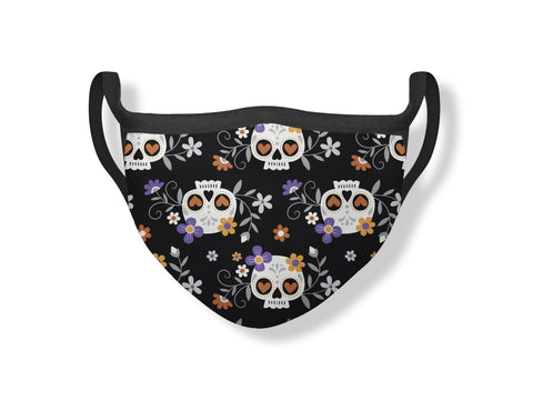 Masque ECO FLORAL SKULLS - AU NOIR